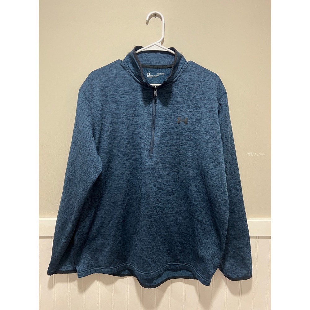 Under Armour Quarter Zip Fleece Jacket Pullover Heather Blue Outdoor Men Size XL
